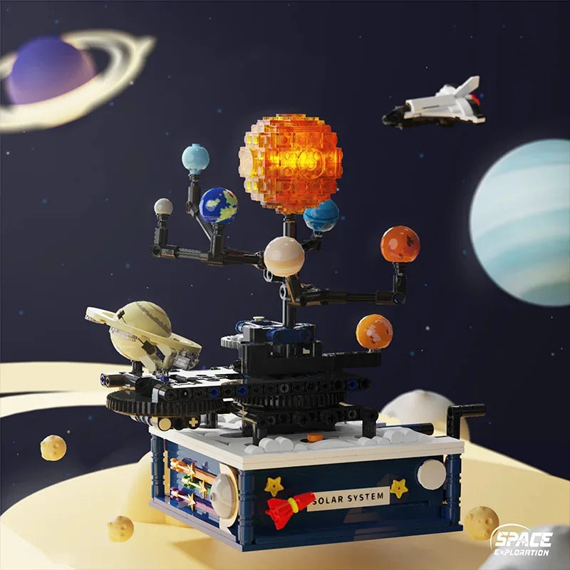 Rotating Solar System Building Block Set – 775-Piece Space Model Kit