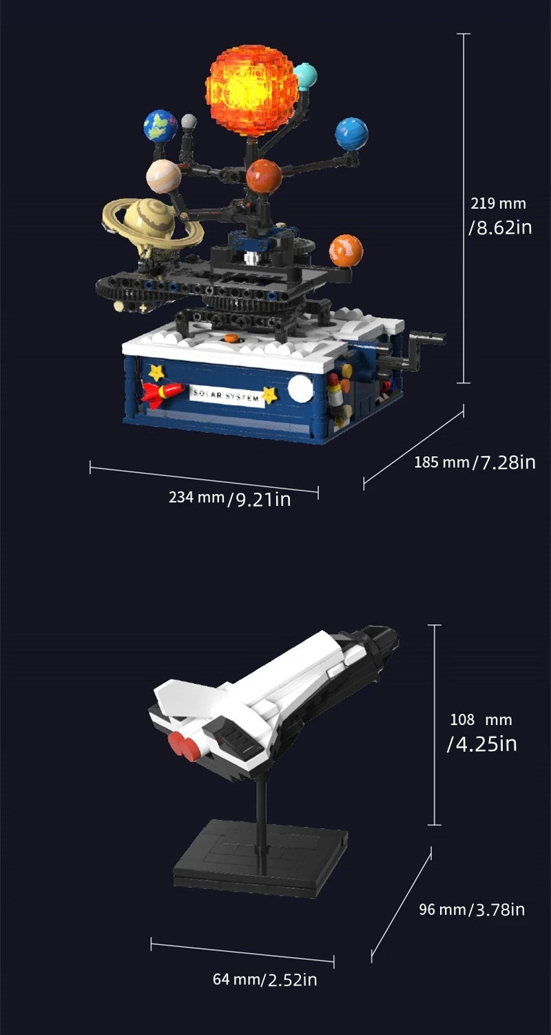 Rotating Solar System Building Block Set – 775-Piece Space Model Kit