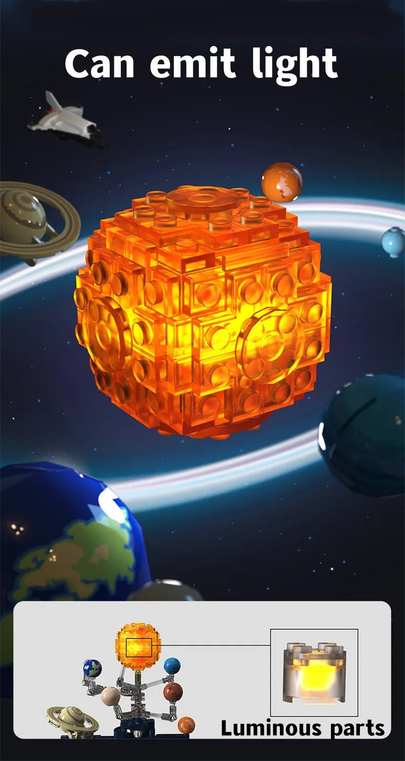 Rotating Solar System Building Block Set – 775-Piece Space Model Kit